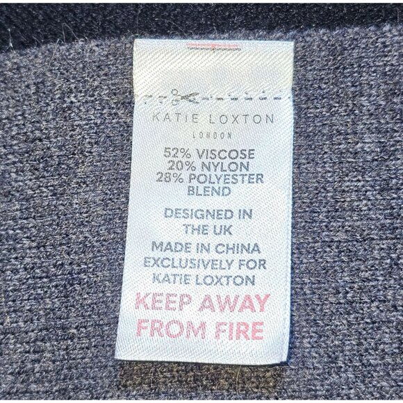 NWT Katie Kape Women's Black Gray Reversible Cape Shawl Fringe One Size 2623 - Picture 8 of 12